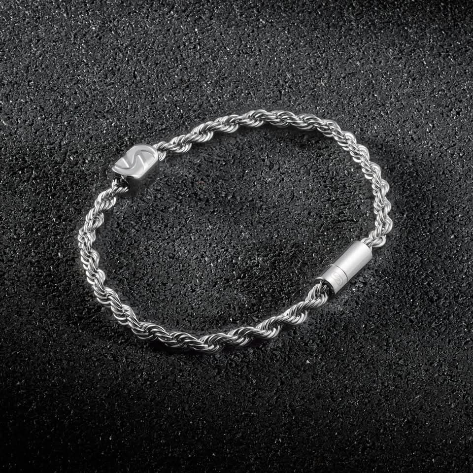 Stelvio Charm Rope Bracelet 3mm - Silver
