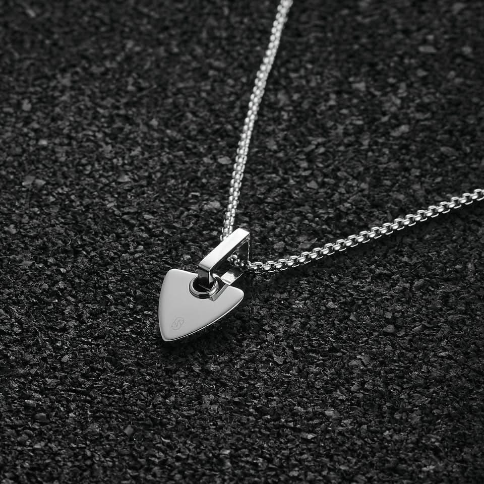 Chevron Pendant Shield - Silver