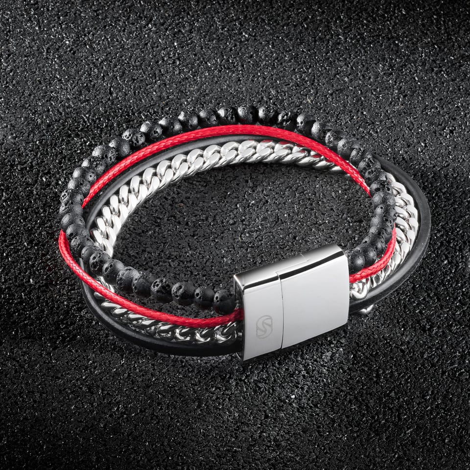 Tarmac Chain Multi-cuff Bracelet - Silver