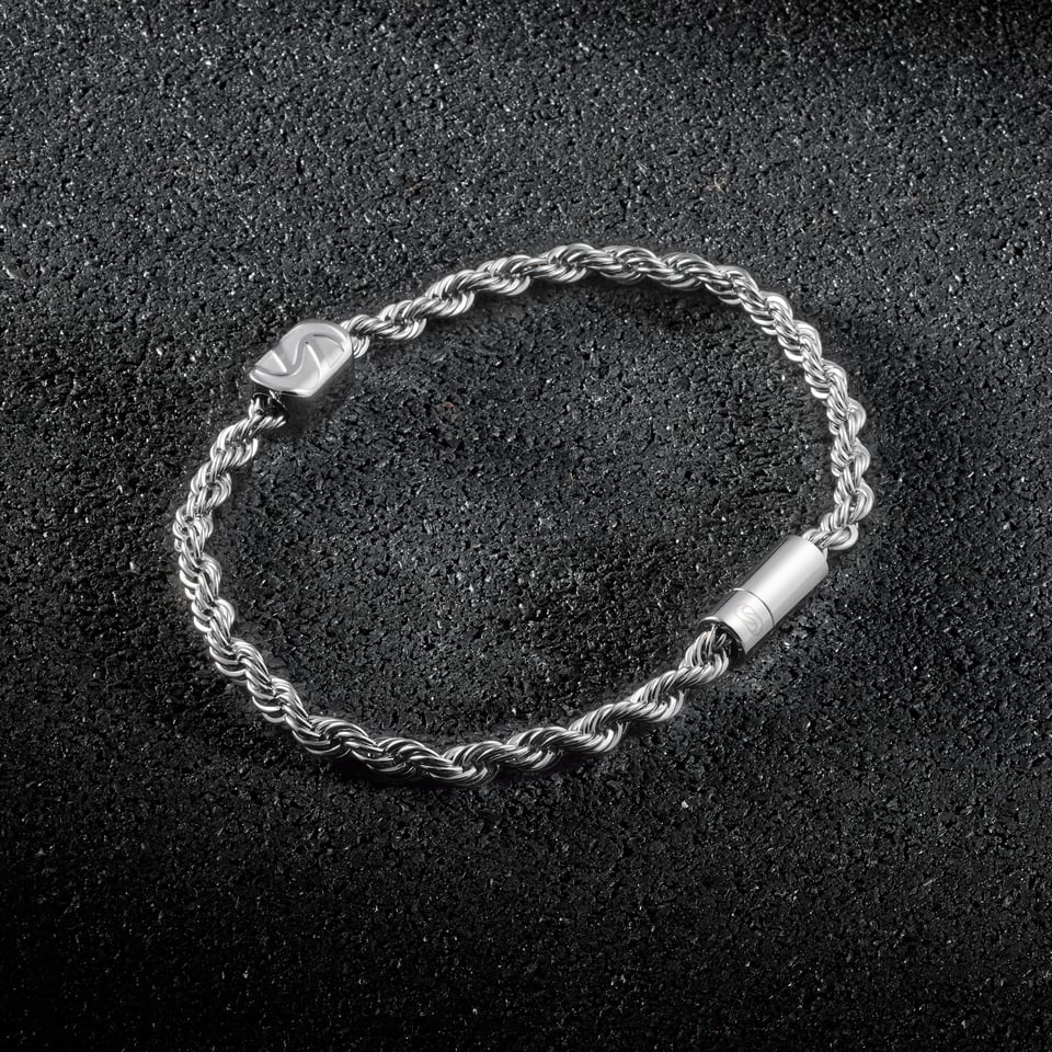 Stelvio Charm Rope Bracelet 3mm - Silver