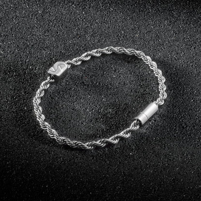 Stelvio Charm Rope Bracelet 3mm - Silver