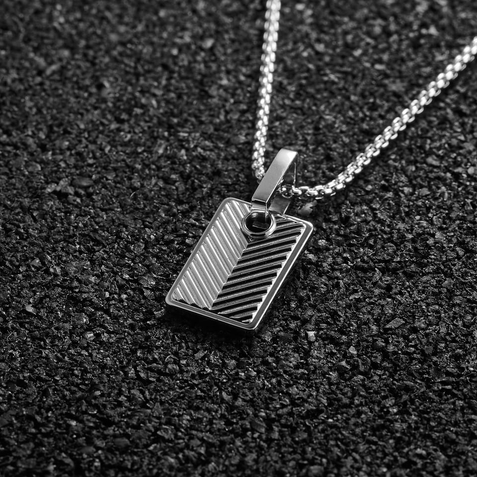 Chevron Pendant Square - Silver