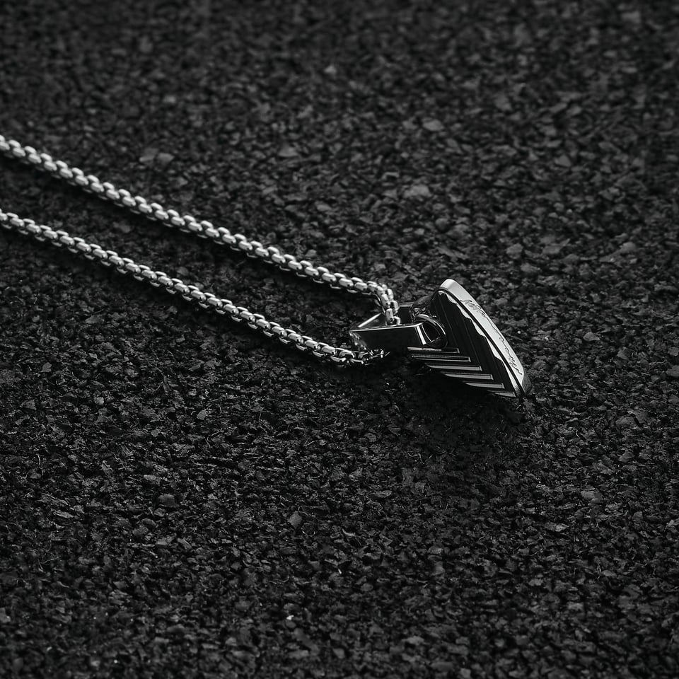 Chevron Pendant Shield - Silver