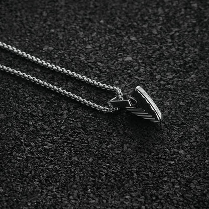 Chevron Pendant Shield - Silver