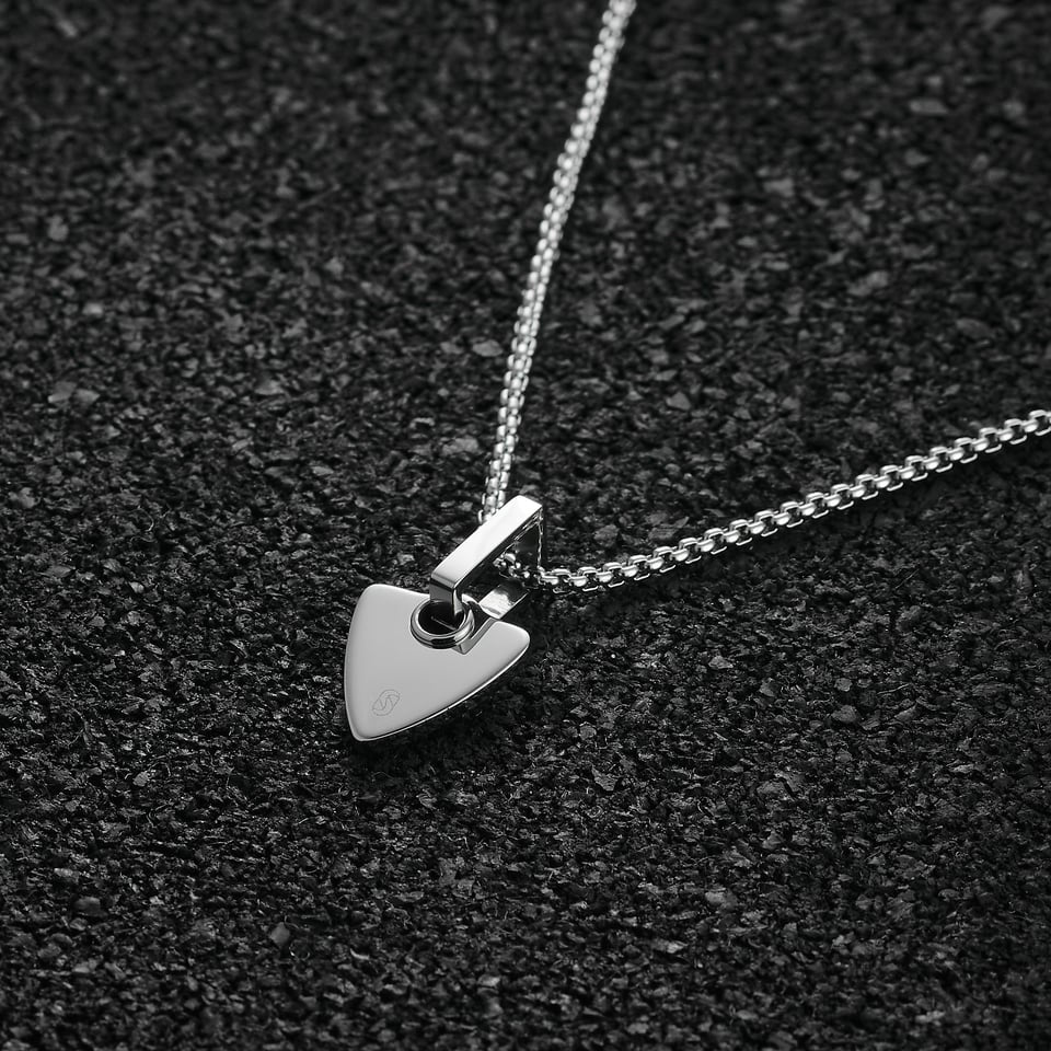 Chevron Pendant Shield - Silver