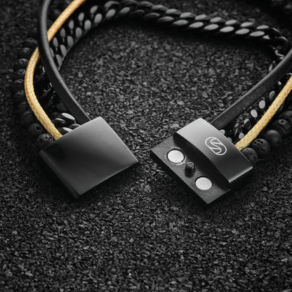 Tarmac Chain Multi-cuff Bracelet - Black