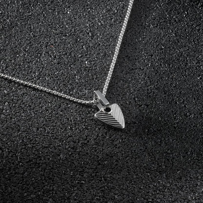 Chevron Pendant Shield - Silver