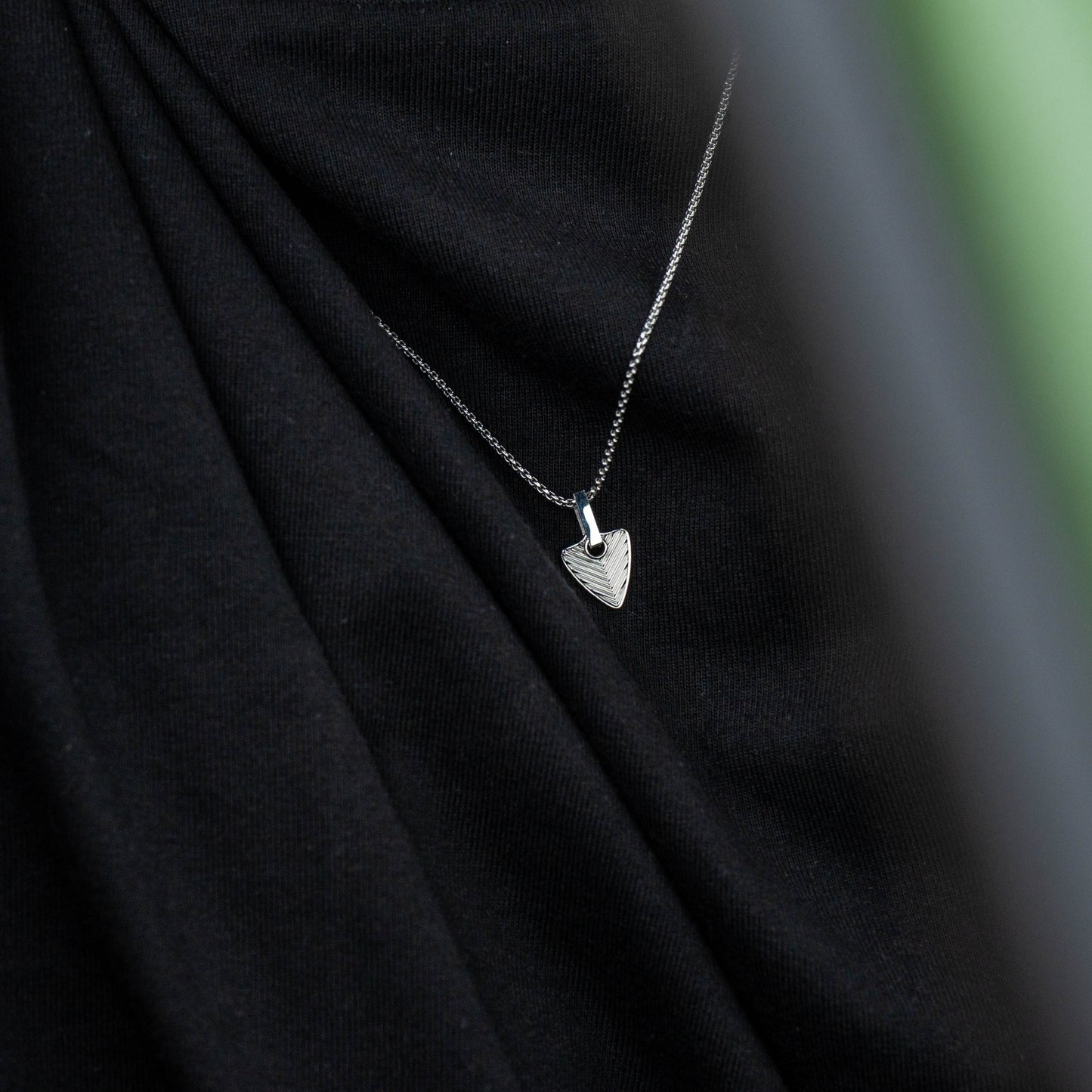 Chevron Pendant Shield - Silver