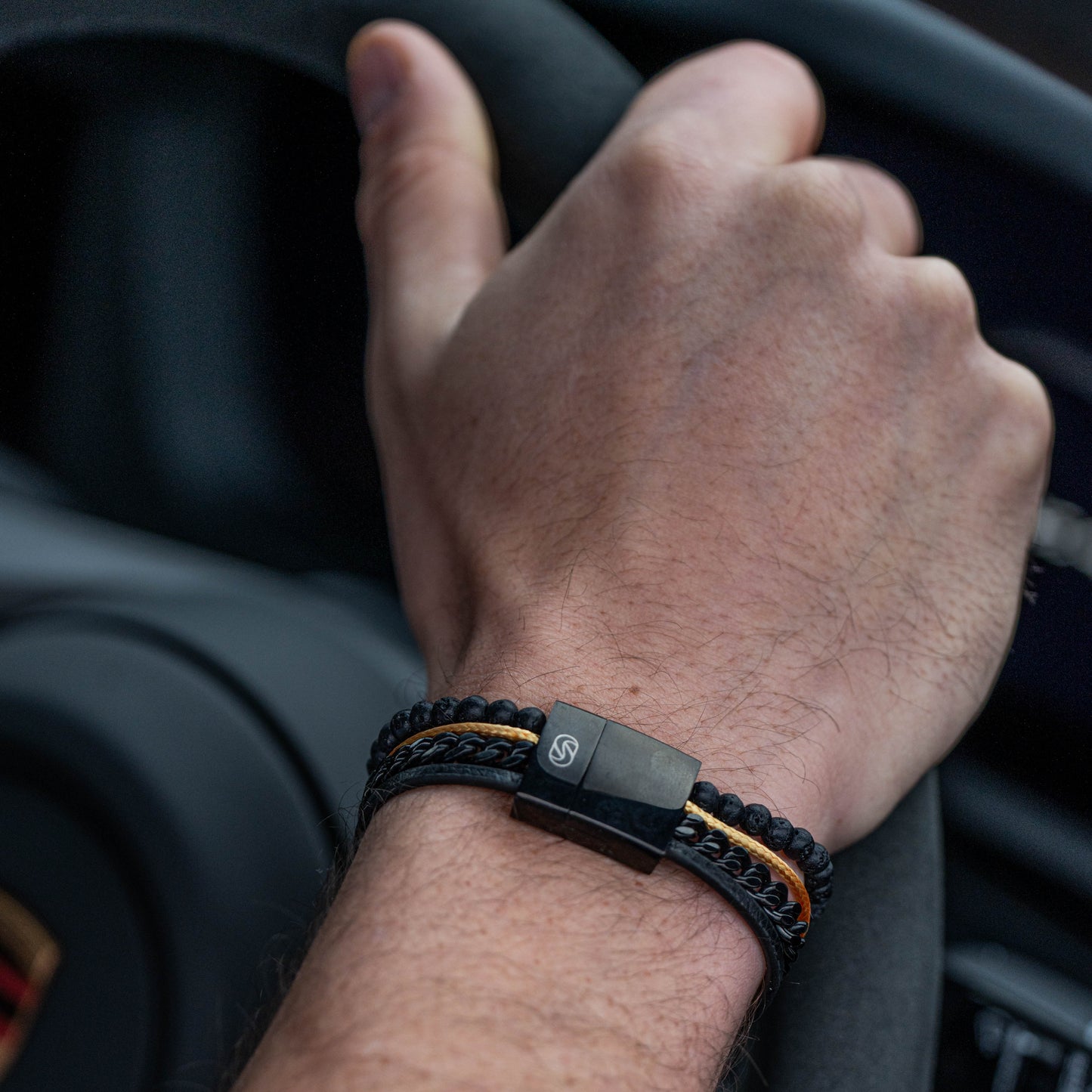 Tarmac Chain Multi-cuff Bracelet - Black