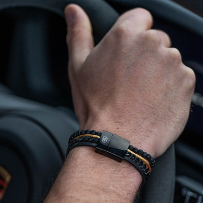 Tarmac Chain Multi-cuff Bracelet - Black