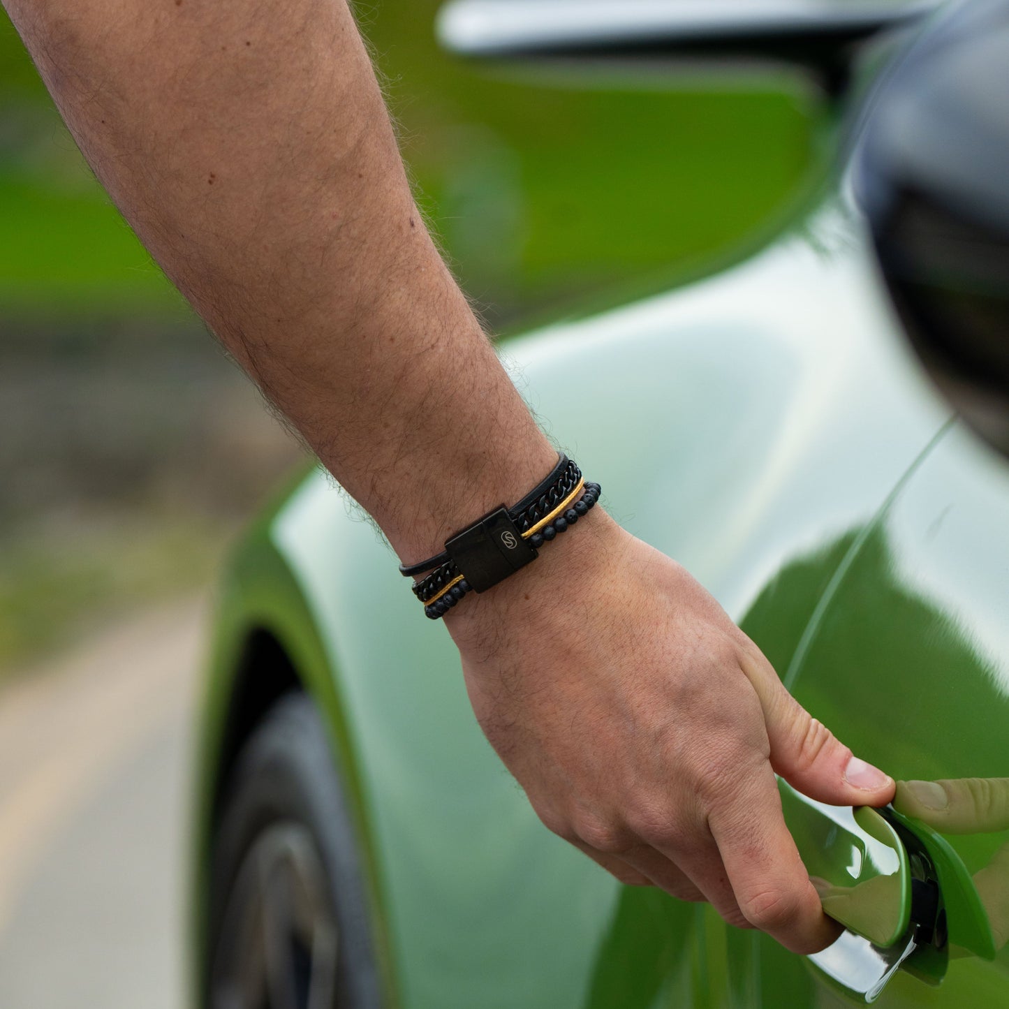 Tarmac Chain Multi-cuff Bracelet - Black