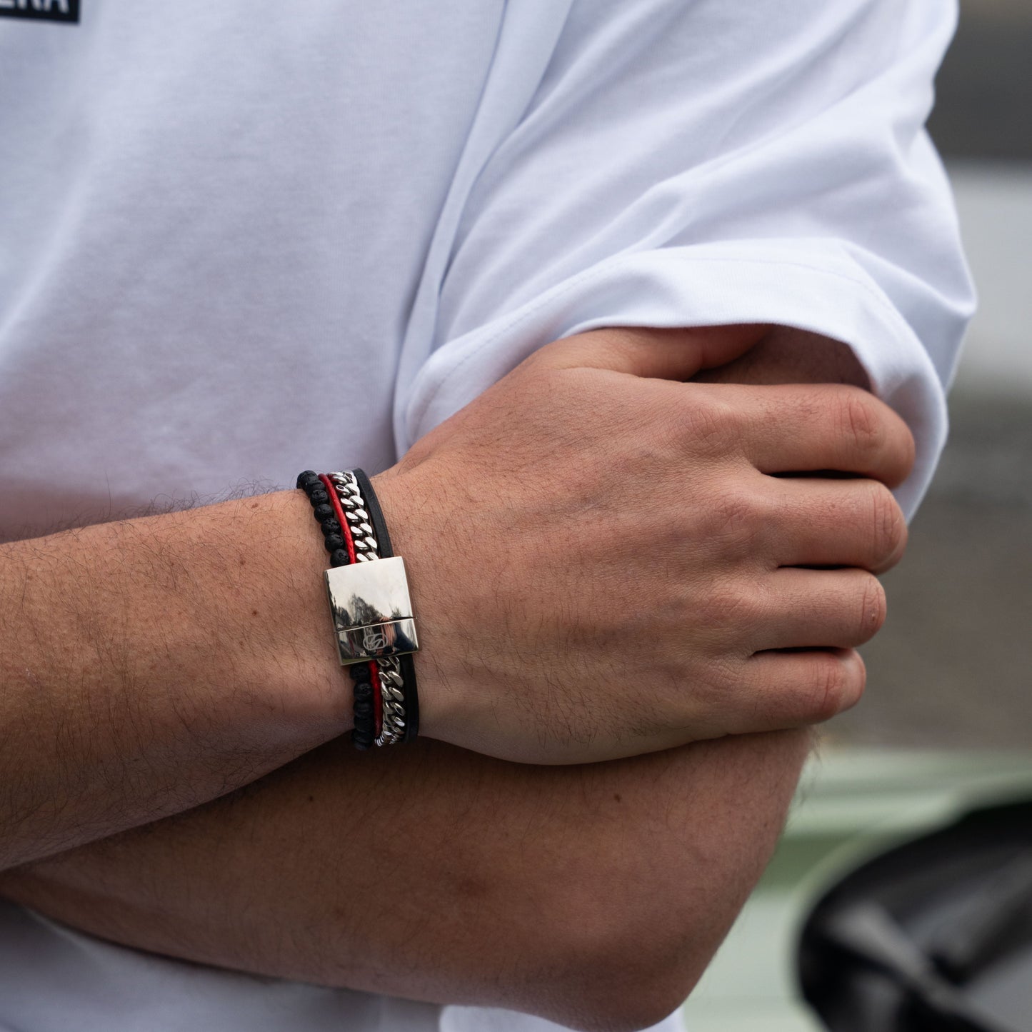 Tarmac Chain Multi-cuff Bracelet - Silver